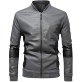 Veste de motard en cuir de mouton véritable noir coupe slim pour homme